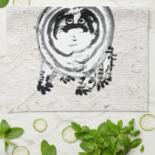 Chonky Gestreepte Japanse Tabby Cat Theedoek (Gevouwen)