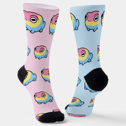 Chonky Pansexual Frog Pride Socks | Cute Pan Pride Sokken (Gebogen)