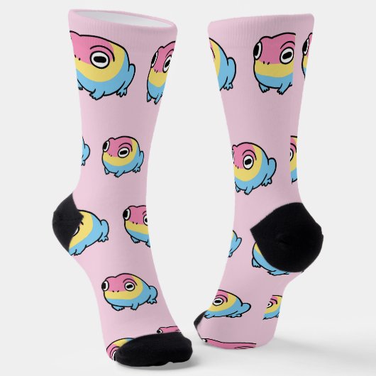 Chonky Pansexual Frog Pride Socks | Cute Pan Pride Sokken (Gebogen)