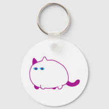 Chonky White Cat Keychain