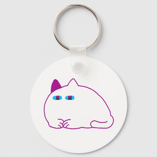 Chonky White Cat Sleutelhanger (Voorkant)