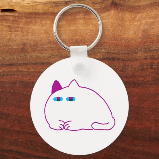 Chonky White Cat Sleutelhanger (Voorkant)
