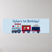 Choo Choo Animal Train Birthday Banner Sign Poster (Voorkant)