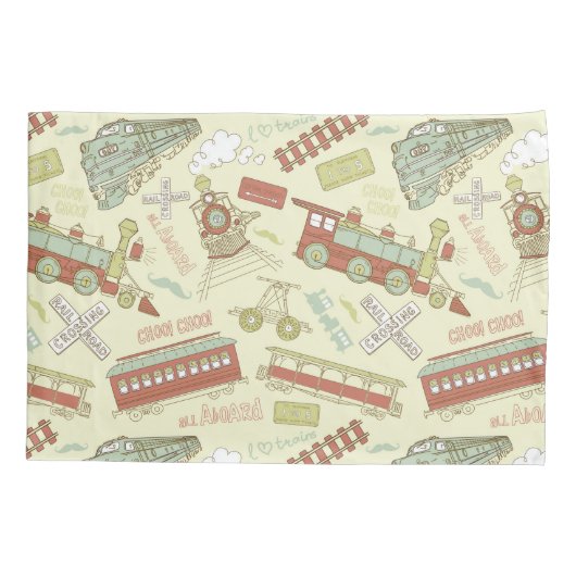 Choo Choo Antiek treinen Kussensloop (Achterkant)