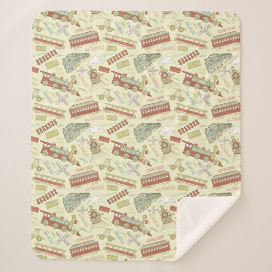 Choo Choo Antieke Treinen Sherpa Deken (Voorkant)
