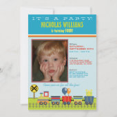 Choo Choo Aqua Child's Birthday Party Invitation Kaart (Voorkant)