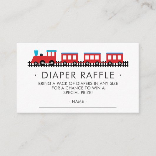 CHOO CHOO Baby shower Luier Raffle Ticket Informatiekaartje (Voorkant)