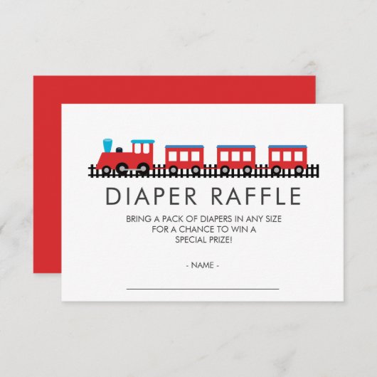 CHOO CHOO Baby shower Luier Raffle Ticket Kaart (Voorkant / Achterkant)