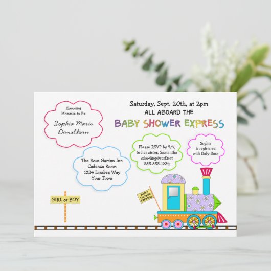 Choo Choo Baby Shower Uitnodigingen (Staand voorkant)
