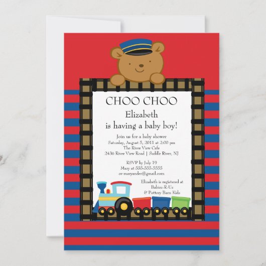Choo Choo Baby Train Boy Baby shower Kaart (Voorkant)
