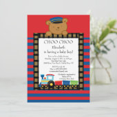 Choo Choo Baby Train Boy Baby shower Kaart (Staand voorkant)