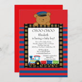 Choo Choo Baby Train Boy Baby shower Kaart (Voorkant / Achterkant)