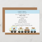 Choo Choo Baby Train Boy Baby shower Kaart (Voorkant / Achterkant)