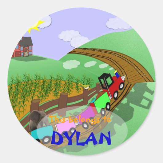 Choo choo Bookplate Ronde Sticker (Voorkant)