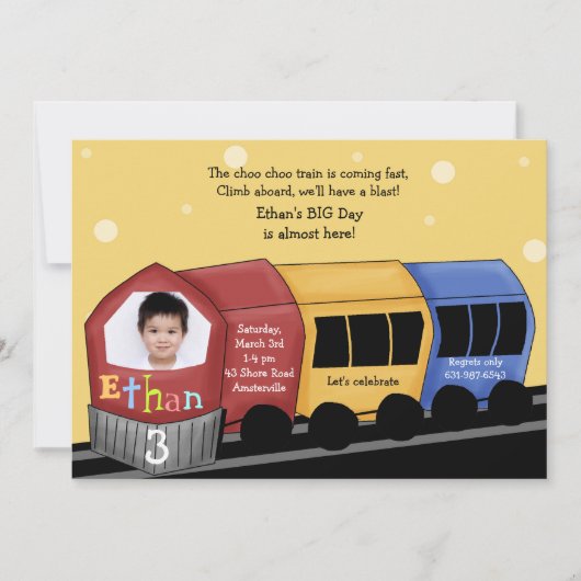 Choo Choo Express - Foto van Birthday Party Invita Kaart (Voorkant)