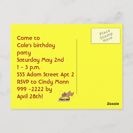 Choo Choo Happy Birthday! Briefkaart (Achterkant)