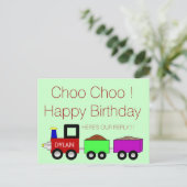 Choo Choo Happy Birthday! RSVP-briefkaart Uitnodiging Briefkaart (Staand voorkant)