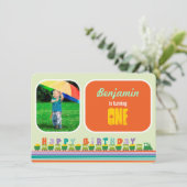 Choo Choo Happy Birthday Train 1ste verjaardag Kaart (Staand voorkant)