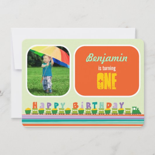 Choo Choo Happy Birthday Train 1ste verjaardag Kaart (Voorkant)