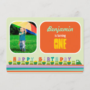 Choo Choo Happy Birthday Train 1ste verjaardag Kaart