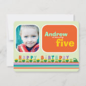 Choo Choo Happy Birthday Train Boy Verjaardagsfees Kaart (Voorkant)