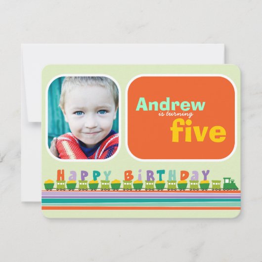 Choo Choo Happy Birthday Train Boy Verjaardagsfees Kaart (Voorkant)