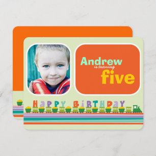 Choo Choo Happy Birthday Train Boy Verjaardagsfees Kaart