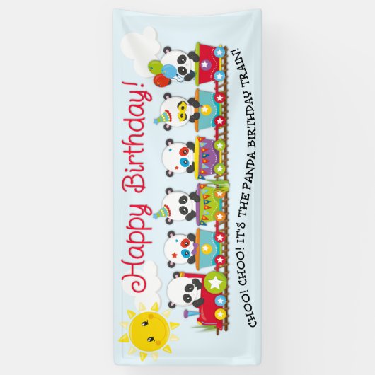 Choo. Choo. Het is de Panda Birthday Train Spandoek (Verticaal)