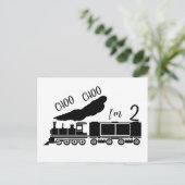 Choo Choo ik ben 2, 2de verjaardag jongen Briefkaart (Staand voorkant)