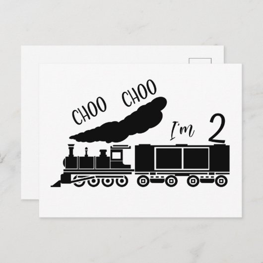 Choo Choo Ik ben 2, 2e verjaardag jongen Briefkaart (Voorkant / Achterkant)