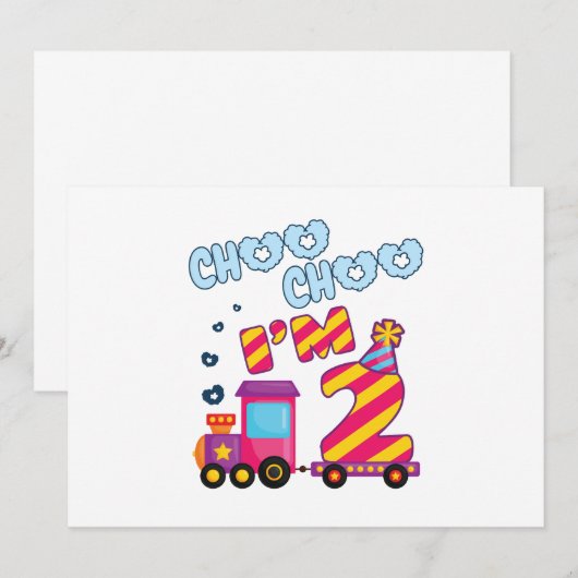 Choo Choo Ik ben 2 2e Verjaardagstrein Kaart (Voorkant / Achterkant)
