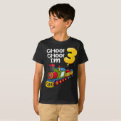 Choo Choo Ik ben 3 Jaar Oud Locomotief Jongens Tre T-shirt (Voorkant volledig)