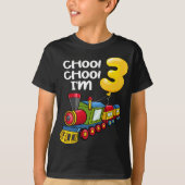 Choo Choo Ik ben 3 Jaar Oud Locomotief Jongens Tre T-shirt (Voorkant)