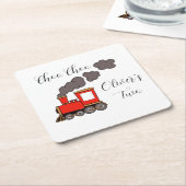 Choo Choo Ik ben Twee rode trein verjaardag Kartonnen Onderzetters (Schuin)
