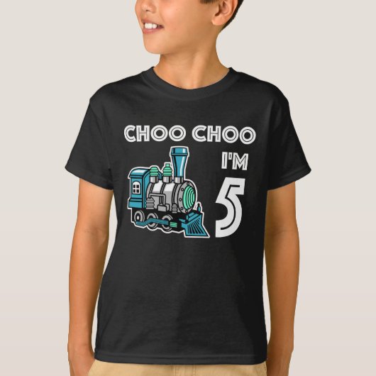 Choo Choo Ik ben vijf jaar oud, schattige trein na T-shirt (Voorkant)