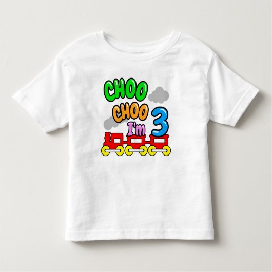 Choo Choo I'm 3 Shirt,Funny 3nd Birthday  Kinder Shirts (Voorkant)