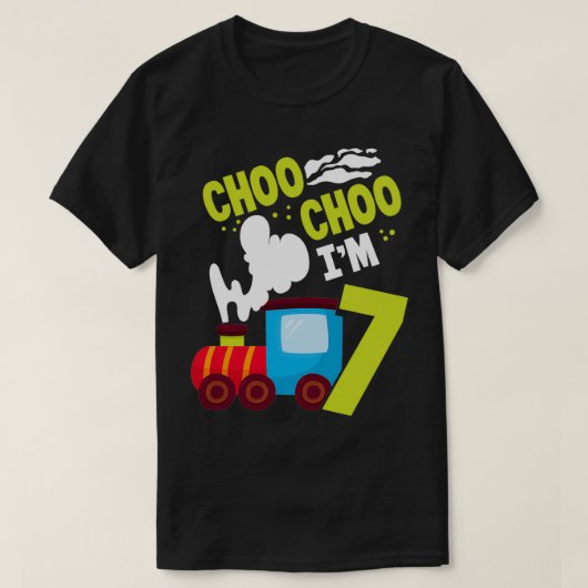 Choo Choo Im 7 Cute Train Lover Railroad 7th Birth T-shirt (Design voorkant)