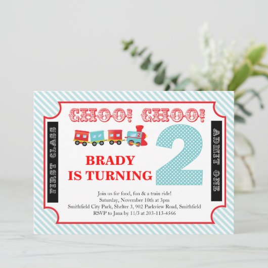Choo Choo Kijk naar wie er 2 zijn - Uitnodiging vo (Staand voorkant)
