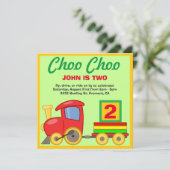 Choo Choo Kleurrijke Speelgoed Train Verjaardagsfe Kaart (Staand voorkant)