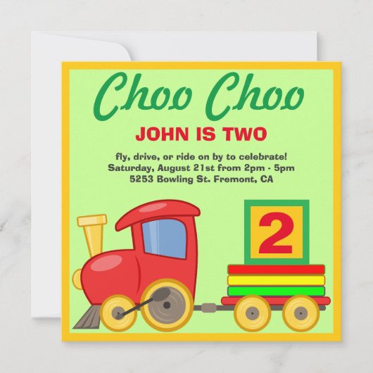 Choo Choo Kleurrijke Speelgoed Train Verjaardagsfe Kaart (Voorkant)