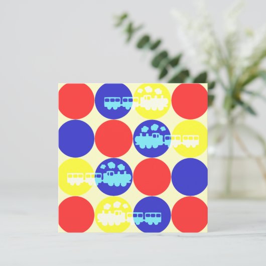 Choo Choo Stippen Birthday Party Invitation Kaart (Staand voorkant)