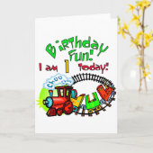 Choo Choo Train 1e Verjaardag Tshirts en geschenke Kaart (Gele Bloem)