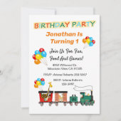 Choo Choo Train 1ste verjaardag uitnodiging (Voorkant)