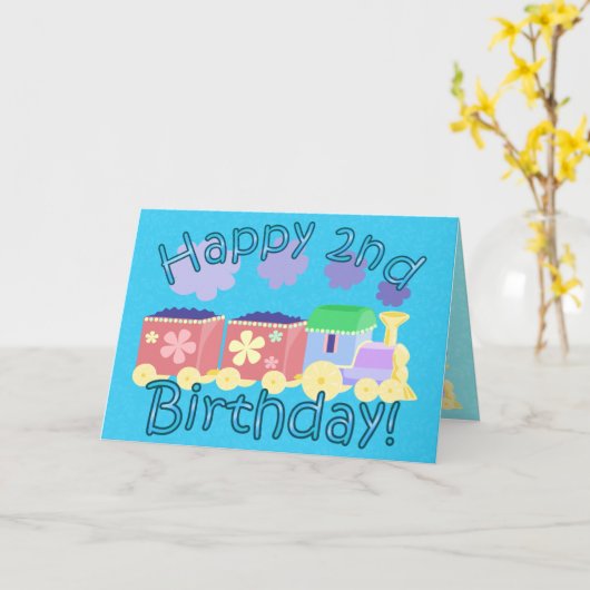 Choo Choo Train 2e Verjaardag Kaart (Gele Bloem)