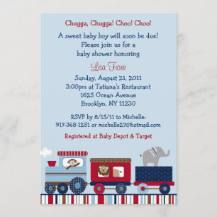 Choo Choo Train Animal Baby Shower Invitaties Kaart