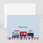 Choo Choo Train Animal Dank je wel Notitiekaartje (Voorkant / Achterkant)