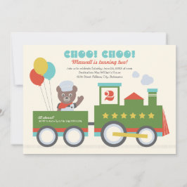 Choo Choo Train Aqua Beer Conductor Birthday Party Kaart