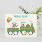 Choo Choo Train Aqua Beer Conductor Birthday Party Kaart (Staand voorkant)
