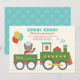 Choo Choo Train Aqua Beer Conductor Birthday Party Kaart