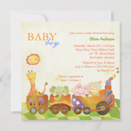 Choo Choo Train Baby Boy Baby shower Kaart